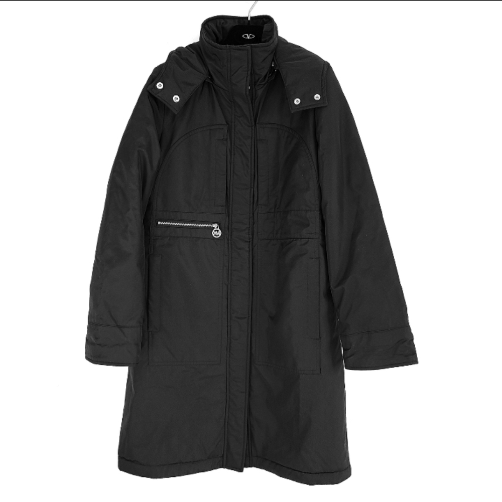 MICHAEL Kors Black Hooded Lightweight puffer Trench Coat Size SP